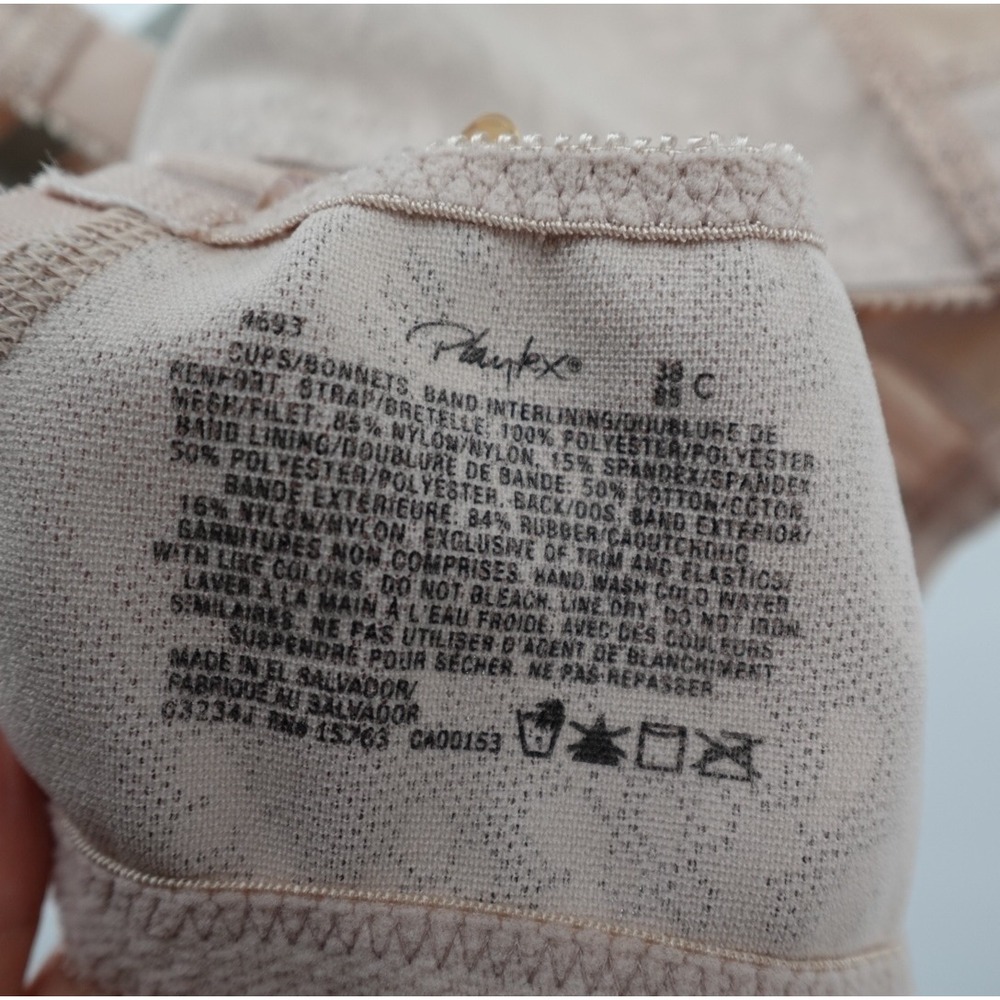 Playtex 18 Hour Ultimate Shoulder Comfort Bra 4693 Tan Floral Jacquard 38C - Picture 6 of 6